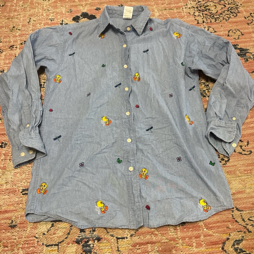 Vintage Tweety Bird Jean Button Down